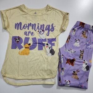 Mornings Are Ruff Disney Dogs Flannel Pajama Set Size 5